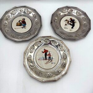 Gorham Limited Edition Brown & Bigelow Norman Rockwell 1978 1979 1981 ski dog b